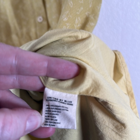 United by Blue Chartreuse Leaf Sprig Sleeveless Button Down Collared Dress Large - Picture 4 of 7